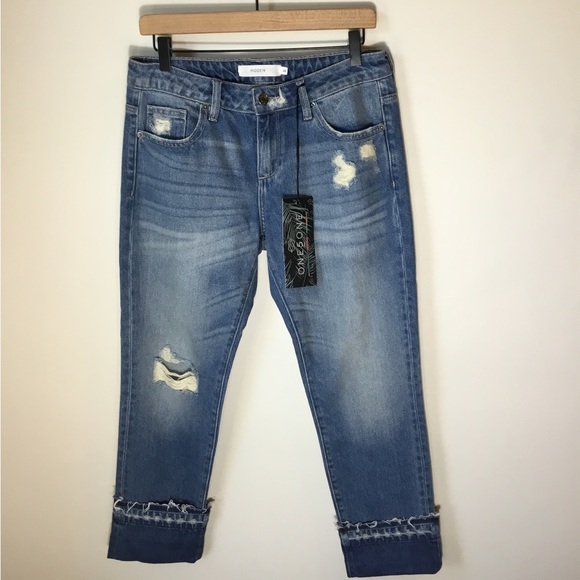 Tracey High Rise Classic Distressed Raw Hem Straight Jeans